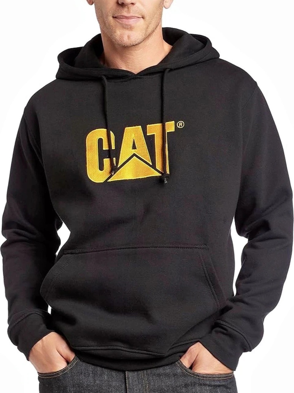 NWT CAT Caterpillar Black Embroidered Logo Pullover Hoodie Size L